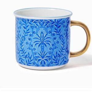 NWT Lilly Pulitzer Abaco Blue Floral Mug with Gold Handle